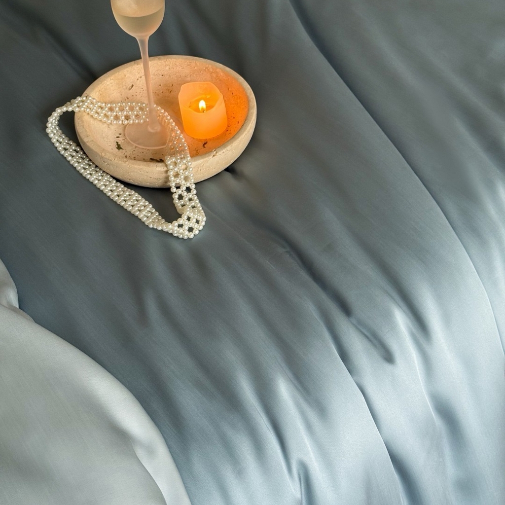 91家纺网 家纺一手货源 找家纺 禾时 2025新款纯色双拼兰精天丝单品系列-单被套 被套单件 灰蓝色-冰川灰