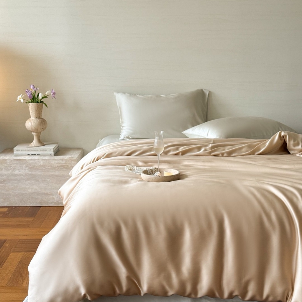 禾时 2025新款纯色双拼兰精天丝单品系列-单被套 被套单件 沙茶色