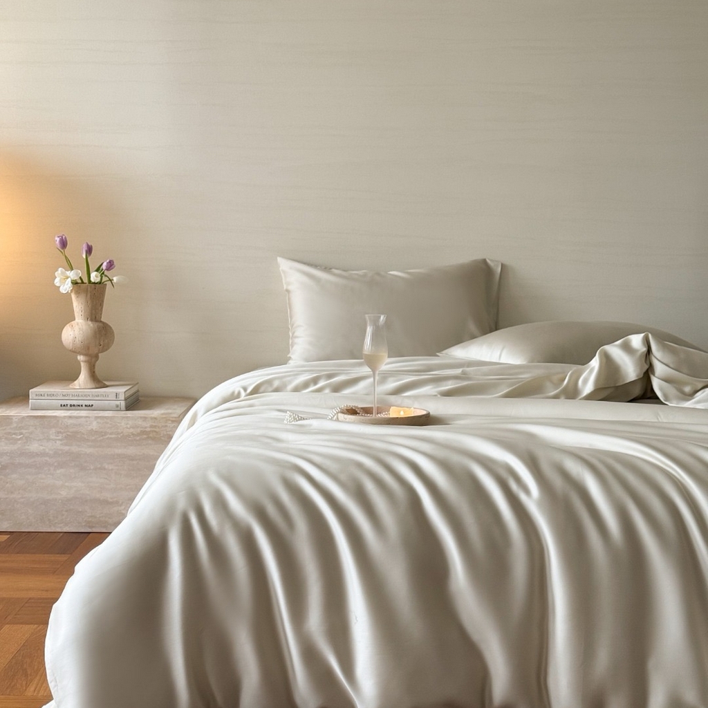 禾时 2025新款纯色双拼兰精天丝单品系列-单被套 被套单件 极地白