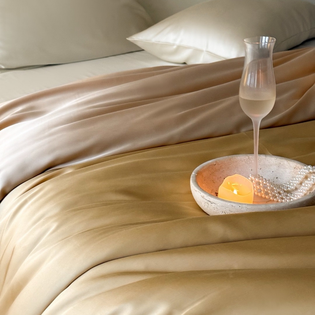 91家纺网 家纺一手货源 找家纺 禾时 2025新款纯色双拼兰精天丝单品系列-单被套 被套单件 芝士黄-沙茶色