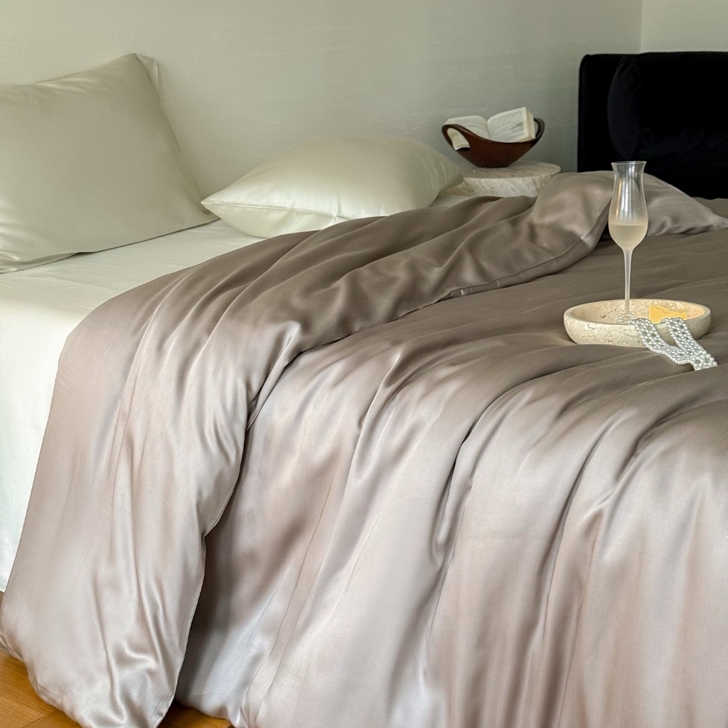 91家纺网 家纺一手货源 找家纺 禾时 2025新款纯色双拼兰精天丝单品系列-单被套 被套单件 岩石灰