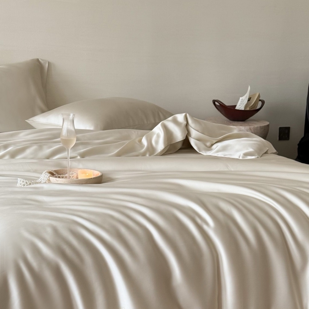 91家纺网 家纺一手货源 找家纺 禾时 2025新款纯色双拼兰精天丝单品系列-单被套 被套单件 极地白