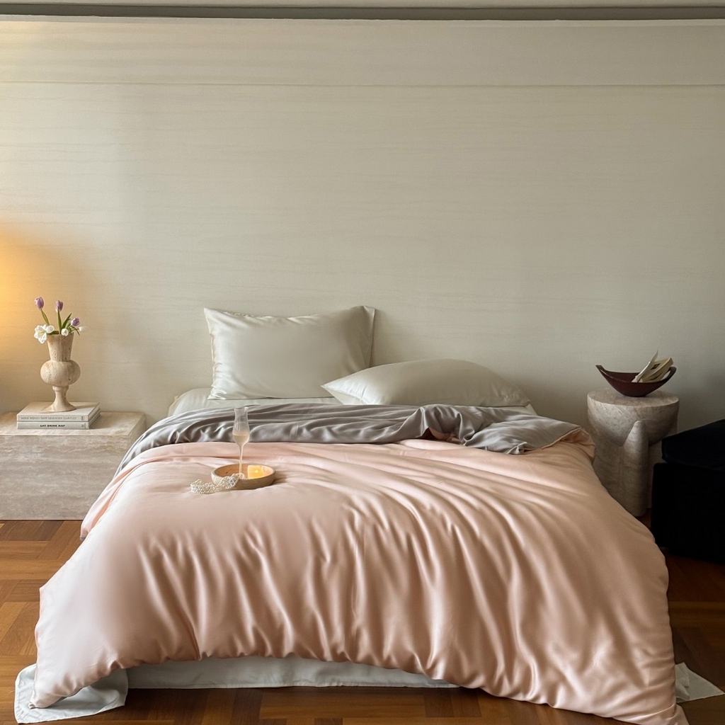 91家纺网 家纺一手货源 找家纺 禾时 2025新款纯色双拼兰精天丝单品系列-单被套 被套单件 月光色-岩石灰