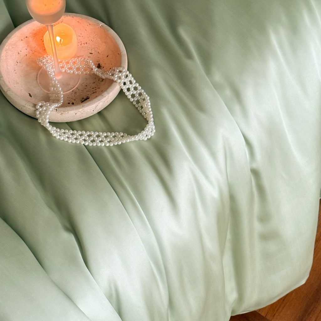 91家纺网 家纺一手货源 找家纺 禾时 2025新款纯色双拼兰精天丝单品系列-单被套 被套单件 嫩叶绿