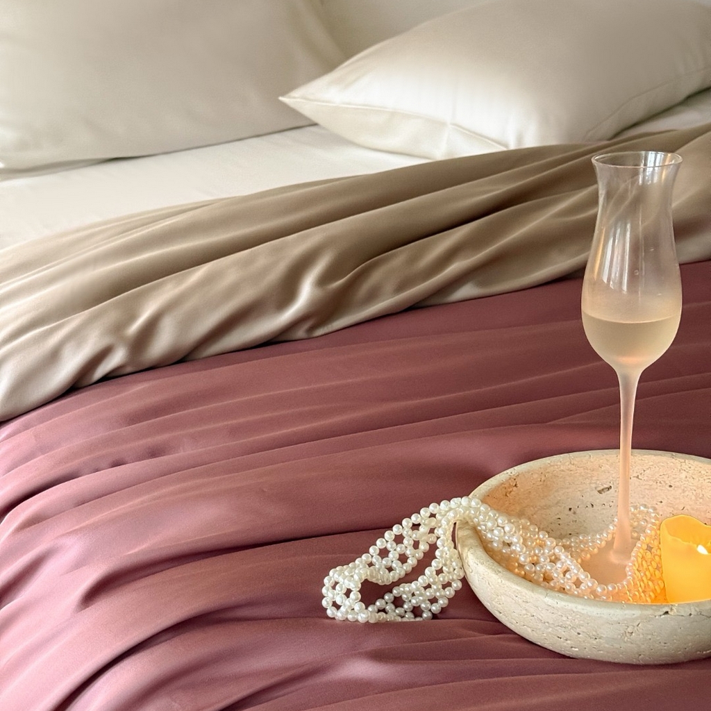 91家纺网 家纺一手货源 找家纺 禾时 2025新款纯色双拼兰精天丝单品系列-单被套 被套单件 野樱莓-芋泥灰