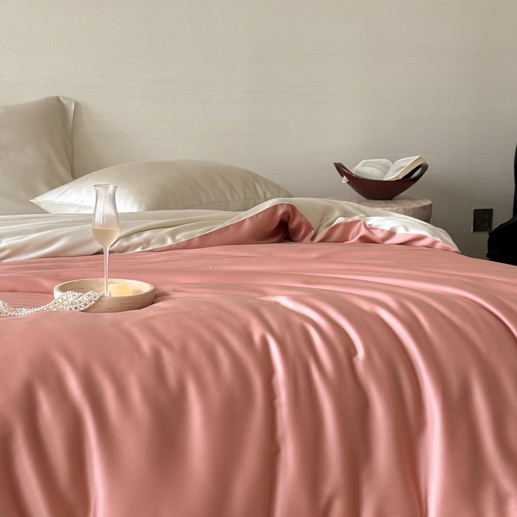 91家纺网 家纺一手货源 找家纺 禾时 2025新款纯色双拼兰精天丝单品系列-单被套 被套单件 芝芝桃桃-极地白