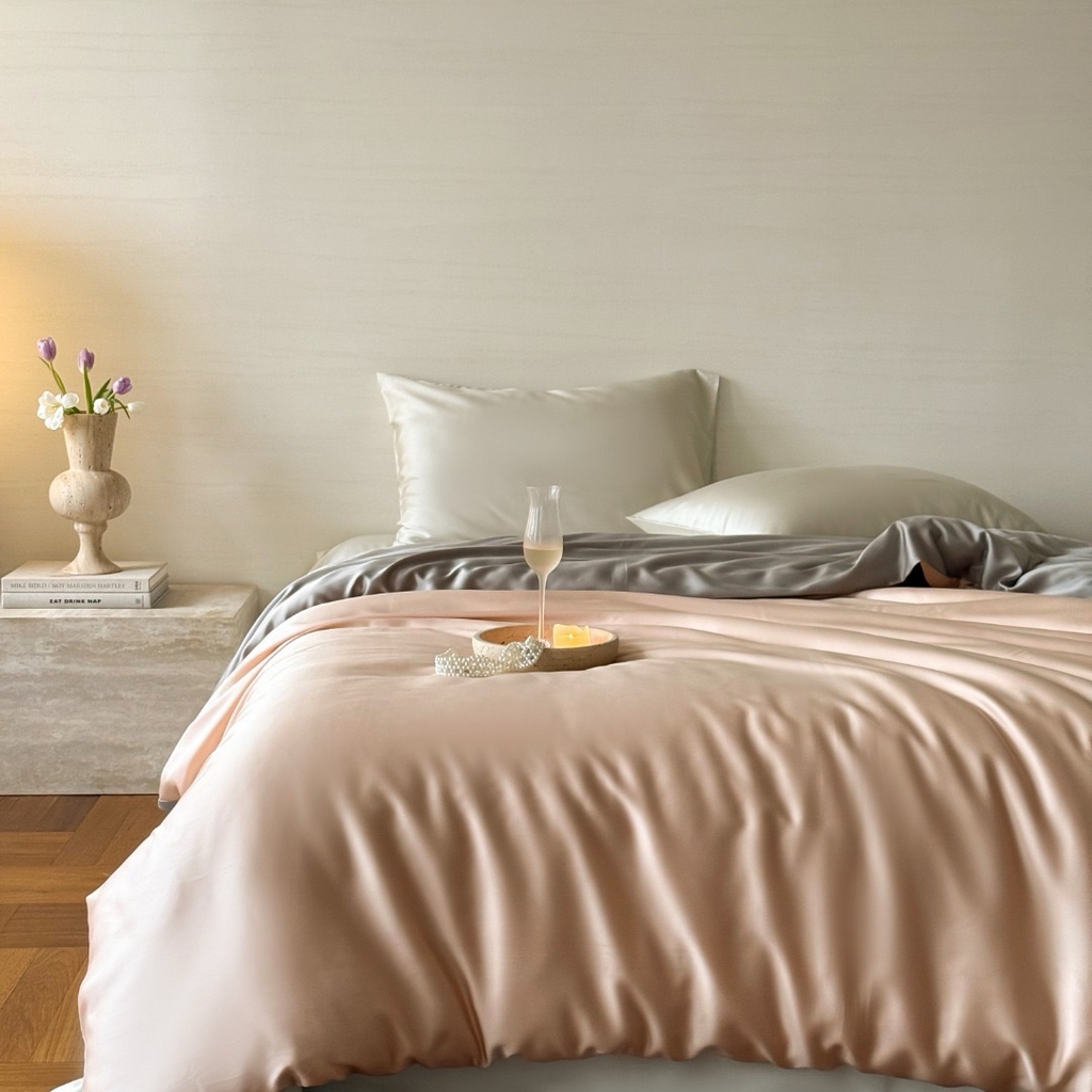 禾时 2025新款纯色双拼兰精天丝单品系列-单被套 被套单件 月光色-岩石灰