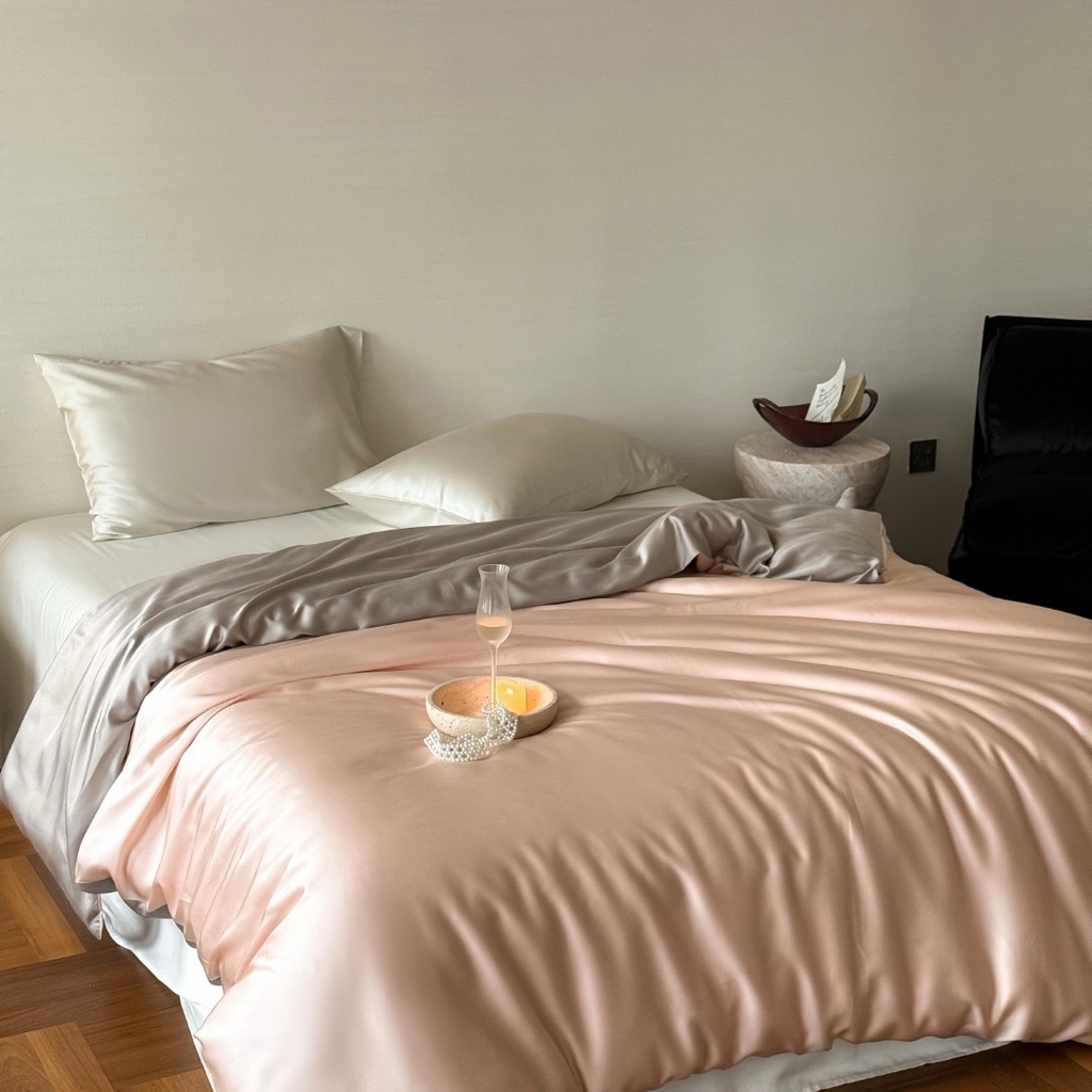 91家纺网 家纺一手货源 找家纺 禾时 2025新款纯色双拼兰精天丝单品系列-单被套 被套单件 月光色-岩石灰