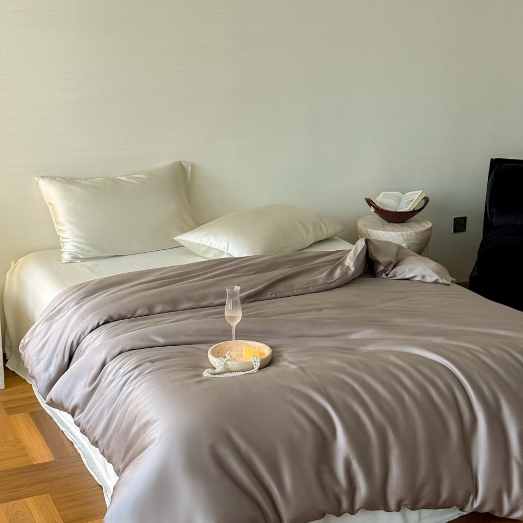 91家纺网 家纺一手货源 找家纺 禾时 2025新款纯色双拼兰精天丝单品系列-单被套 被套单件 岩石灰