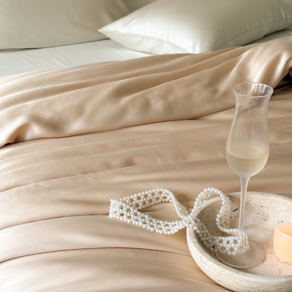 91家纺网 家纺一手货源 找家纺 禾时 2025新款纯色双拼兰精天丝单品系列-单被套 被套单件 沙茶色