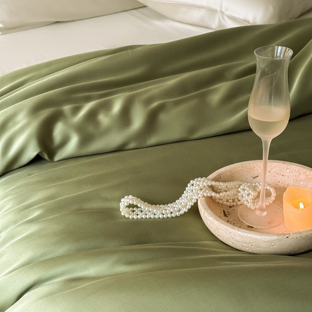 91家纺网 家纺一手货源 找家纺 禾时 2025新款纯色双拼兰精天丝单品系列-单被套 被套单件 欧芹绿