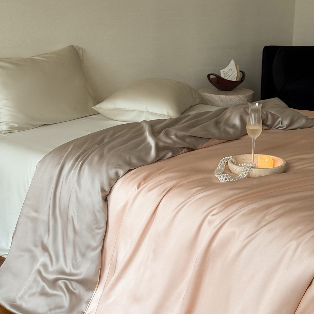 91家纺网 家纺一手货源 找家纺 禾时 2025新款纯色双拼兰精天丝单品系列-单被套 被套单件 月光色-岩石灰