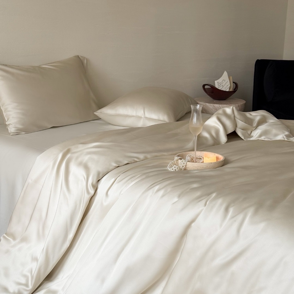 91家纺网 家纺一手货源 找家纺 禾时 2025新款纯色双拼兰精天丝单品系列-单被套 被套单件 极地白