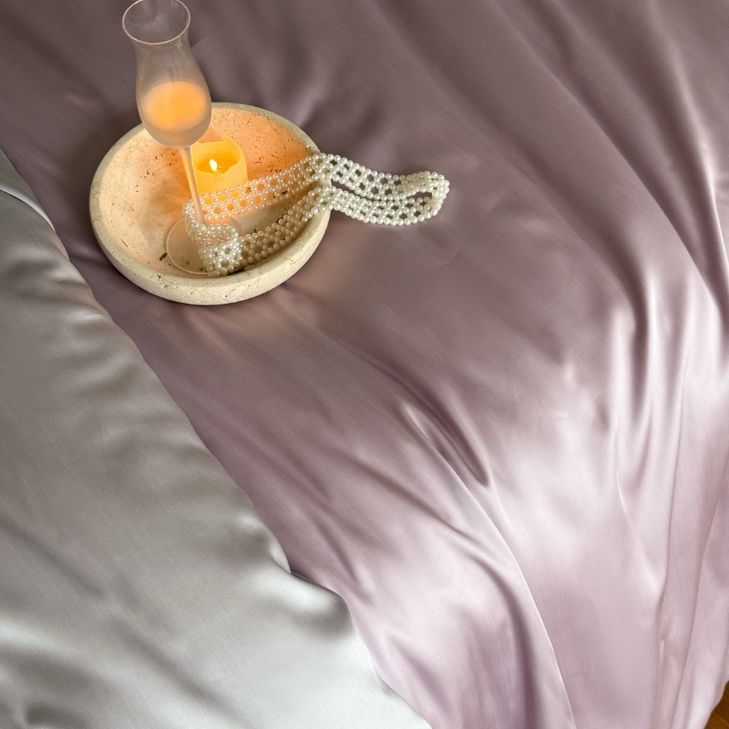 91家纺网 家纺一手货源 找家纺 禾时 2025新款纯色双拼兰精天丝单品系列-单被套 被套单件 满天星紫-曙光银