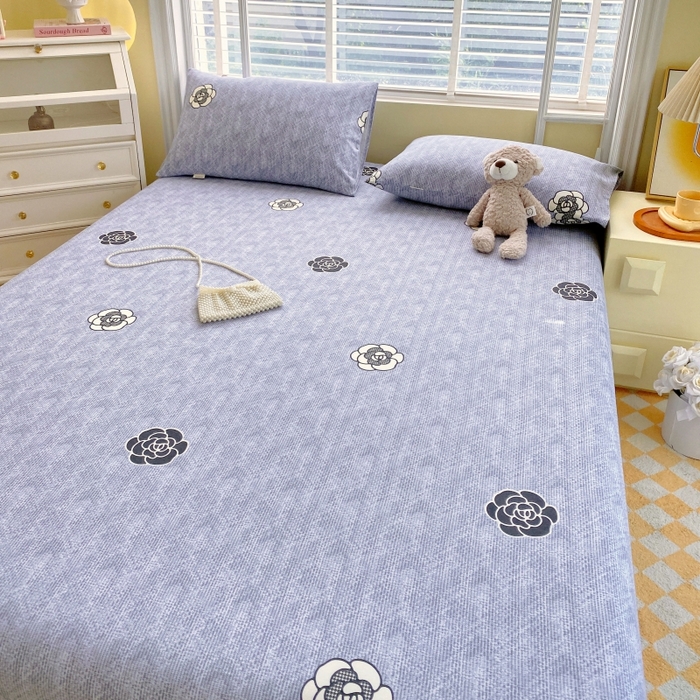 91家纺网 家纺一手货源 找家纺 慕尚家纺 2025新款全棉纯棉老粗布花卉床单款凉席席子 香奈花