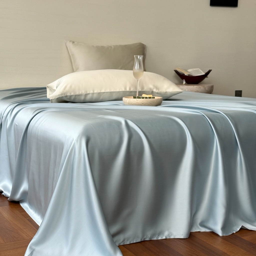 91家纺网 家纺一手货源 找家纺 （总）禾时 2025新款纯色双拼兰精天丝单品系列-单床单 床单单件