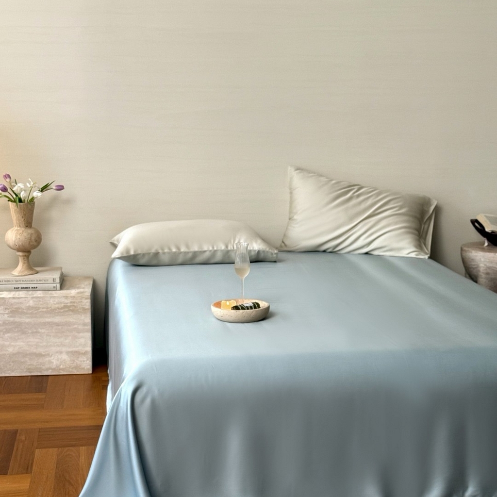 91家纺网 家纺一手货源 找家纺 （总）禾时 2025新款纯色双拼兰精天丝单品系列-单床单 床单单件