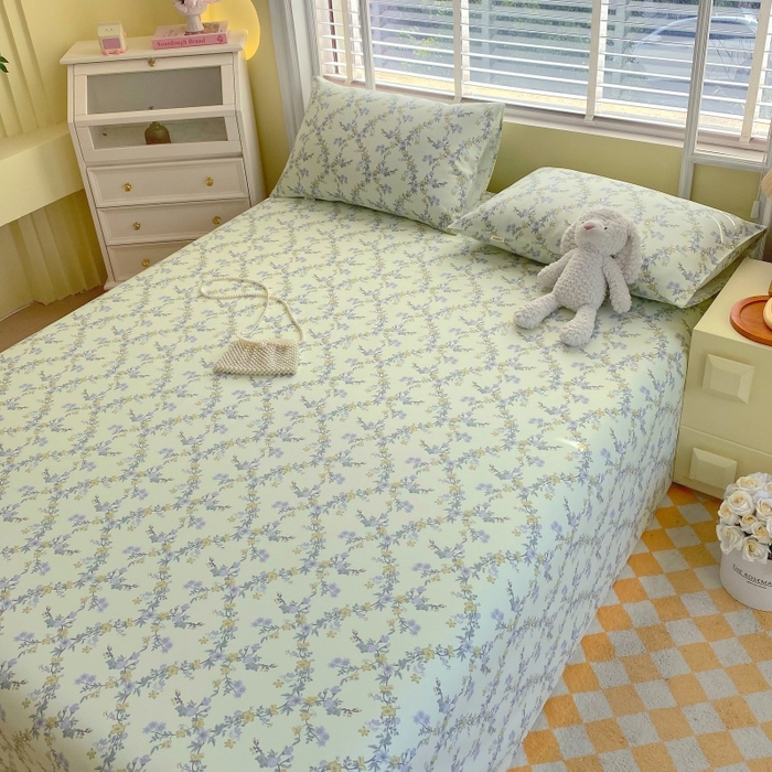 91家纺网 家纺一手货源 找家纺 慕尚家纺 2025新款全棉纯棉老粗布花卉床单款凉席席子 香颂