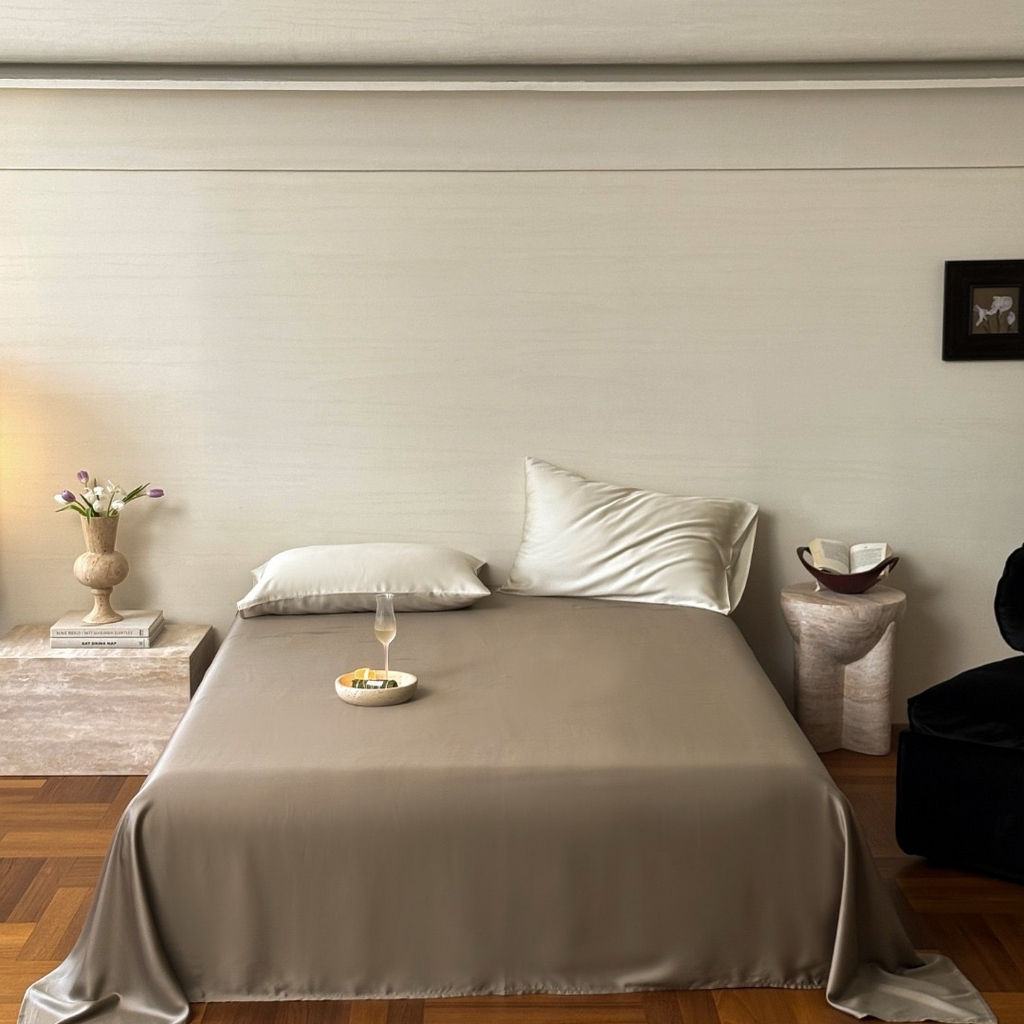 91家纺网 家纺一手货源 找家纺 （总）禾时 2025新款纯色双拼兰精天丝单品系列-单床单 床单单件