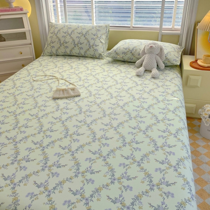 91家纺网 家纺一手货源 找家纺 慕尚家纺 2025新款全棉纯棉老粗布花卉床单款凉席席子 香颂