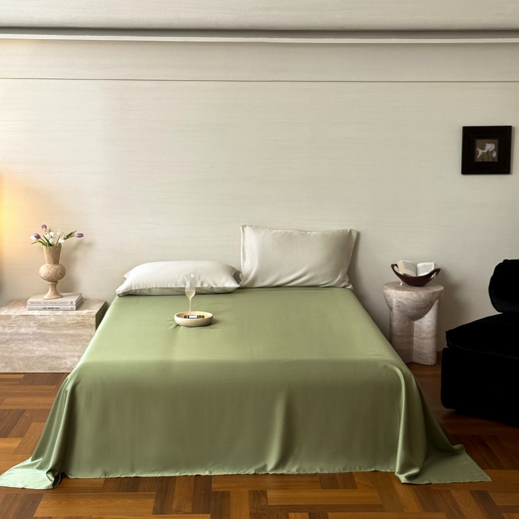 91家纺网 家纺一手货源 找家纺 （总）禾时 2025新款纯色双拼兰精天丝单品系列-单床单 床单单件