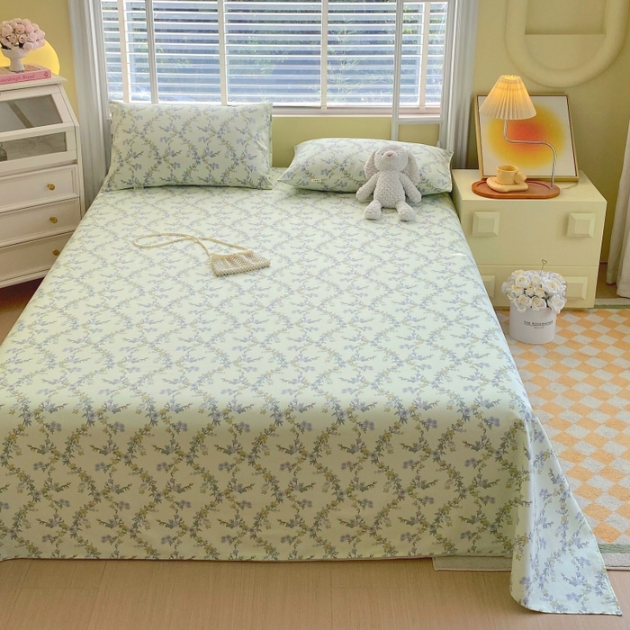 91家纺网 家纺一手货源 找家纺 慕尚家纺 2025新款全棉纯棉老粗布花卉床单款凉席席子 香颂