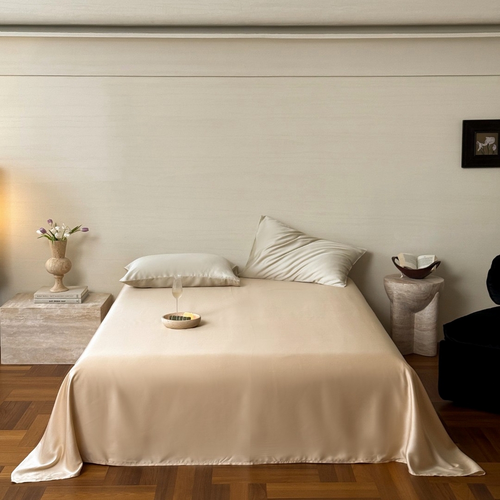 91家纺网 家纺一手货源 找家纺 （总）禾时 2025新款纯色双拼兰精天丝单品系列-单床单 床单单件