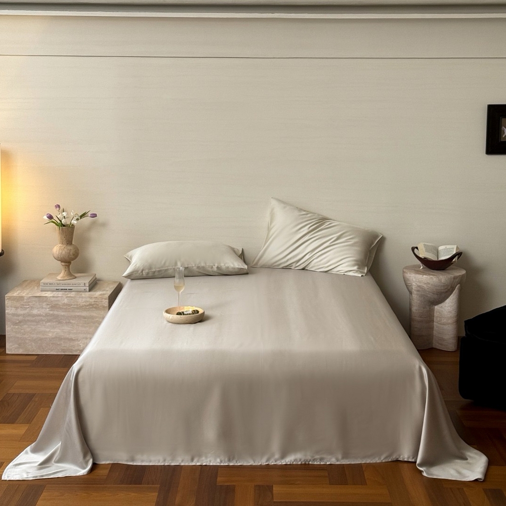 91家纺网 家纺一手货源 找家纺 （总）禾时 2025新款纯色双拼兰精天丝单品系列-单床单 床单单件