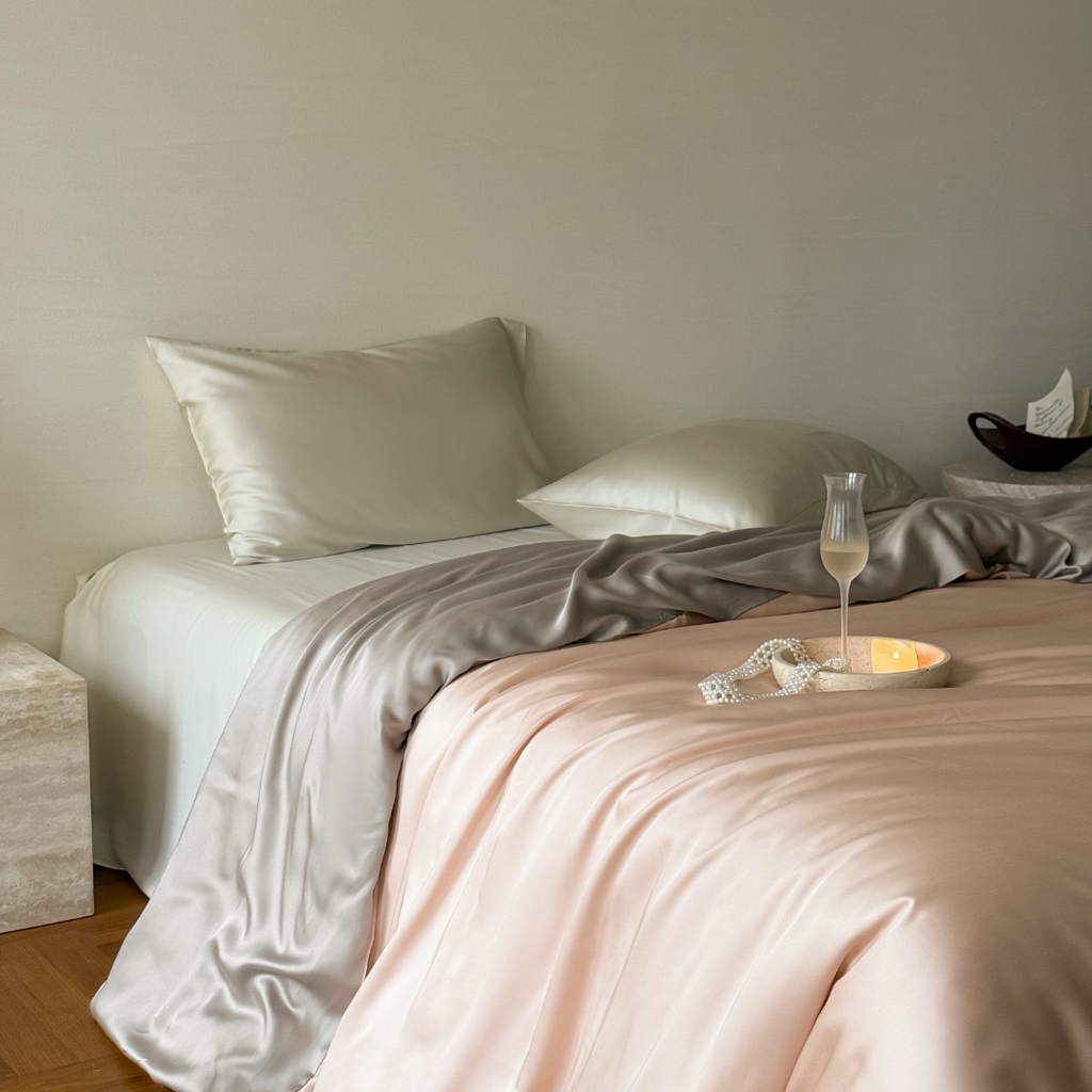 91家纺网 家纺一手货源 找家纺 禾时 2025新款纯色双拼兰精天丝单品系列-单被套 被套单件 月光色-岩石灰