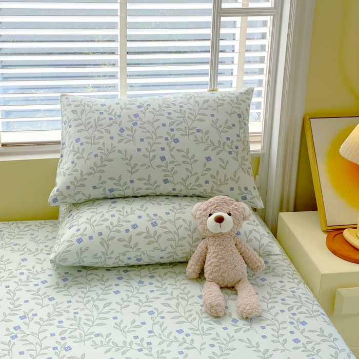 91家纺网 家纺一手货源 找家纺 慕尚家纺 2025新款全棉纯棉老粗布花卉床单款凉席席子 幸运草