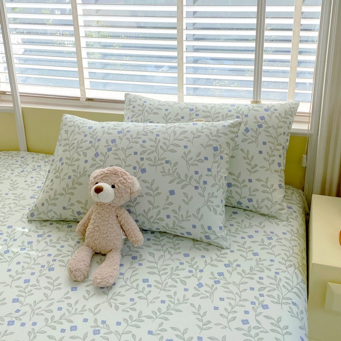 91家纺网 家纺一手货源 找家纺 慕尚家纺 2025新款全棉纯棉老粗布花卉床单款凉席席子 幸运草