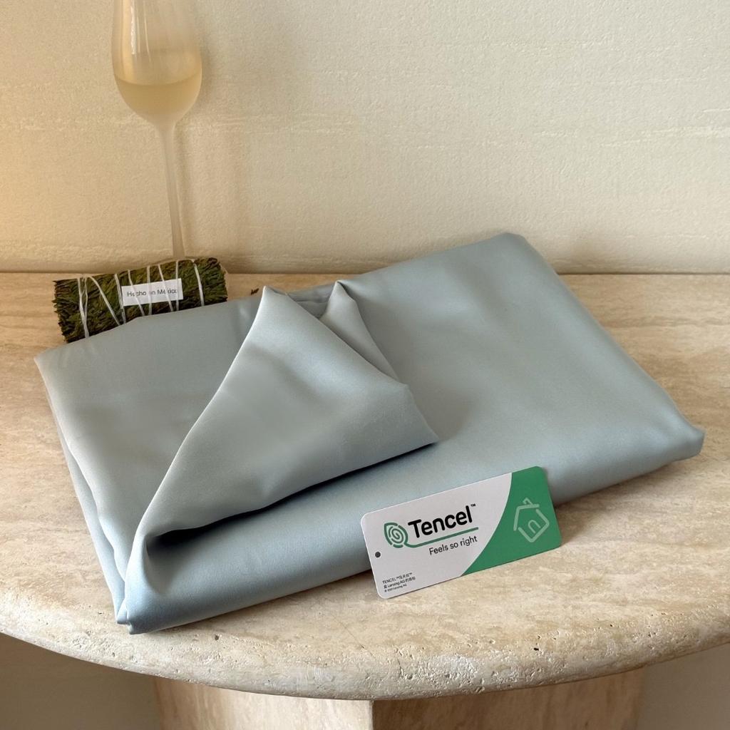 91家纺网 家纺一手货源 找家纺 禾时 2025新款纯色双拼兰精天丝单品系列-单床单 床单单件 冰川灰