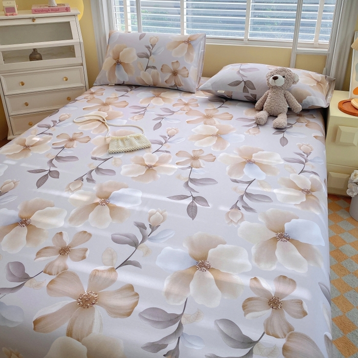 91家纺网 家纺一手货源 找家纺 慕尚家纺 2025新款全棉纯棉老粗布花卉床单款凉席席子 秀雅