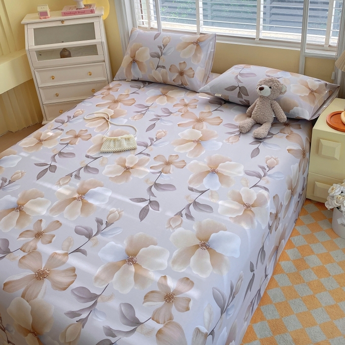 91家纺网 家纺一手货源 找家纺 慕尚家纺 2025新款全棉纯棉老粗布花卉床单款凉席席子 秀雅