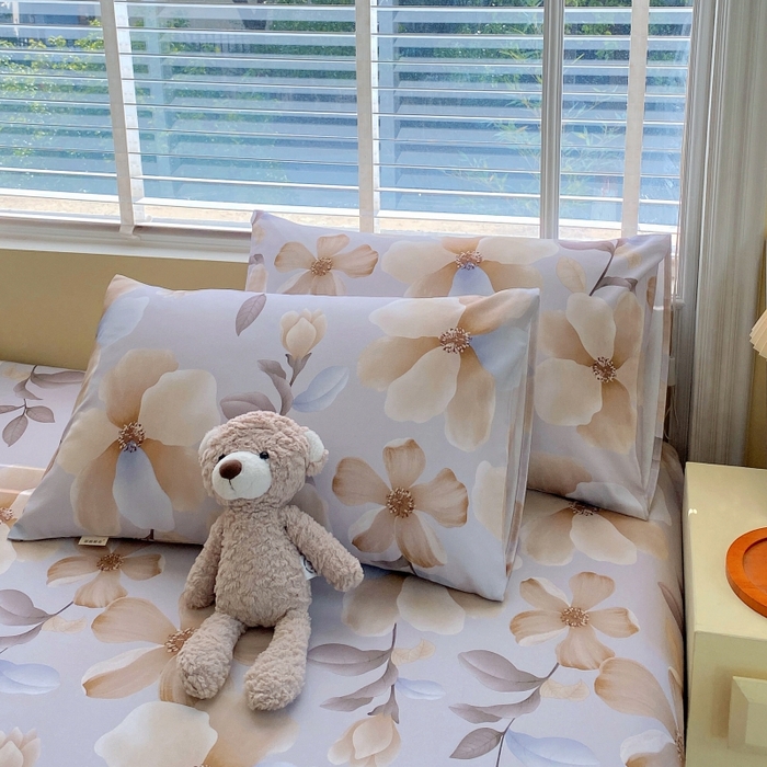 91家纺网 家纺一手货源 找家纺 慕尚家纺 2025新款全棉纯棉老粗布花卉床单款凉席席子 秀雅