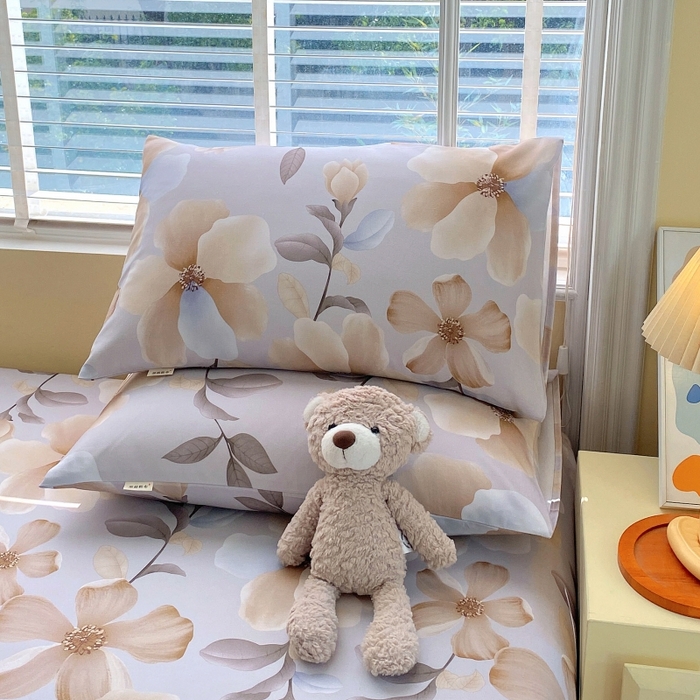 91家纺网 家纺一手货源 找家纺 慕尚家纺 2025新款全棉纯棉老粗布花卉床单款凉席席子 秀雅