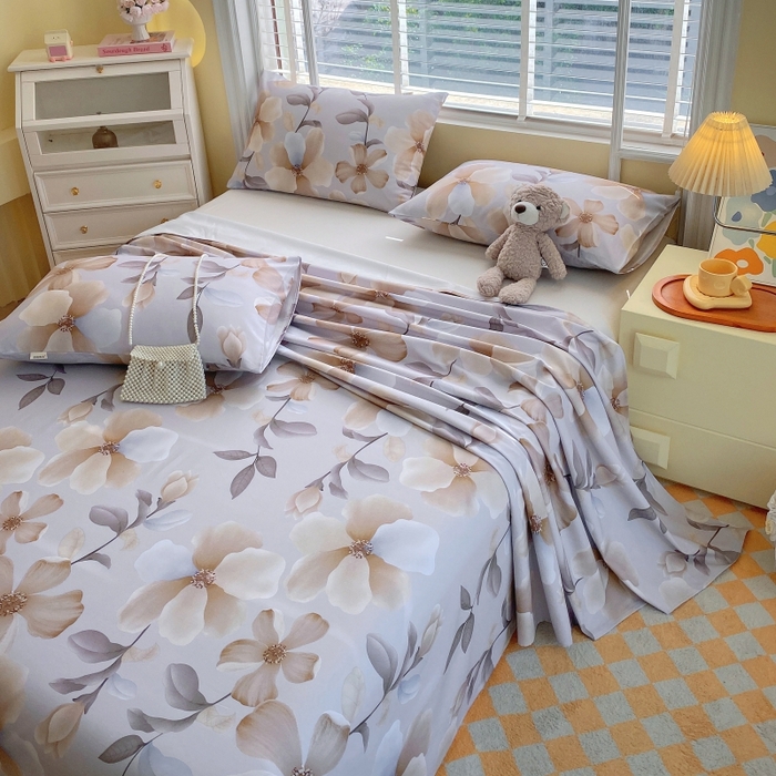 91家纺网 家纺一手货源 找家纺 慕尚家纺 2025新款全棉纯棉老粗布花卉床单款凉席席子 秀雅