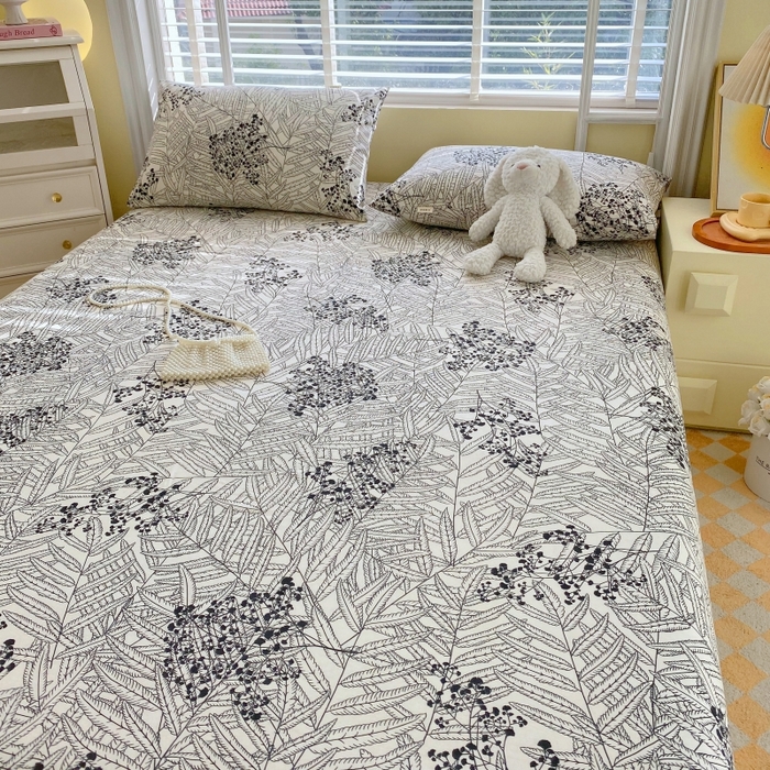 91家纺网 家纺一手货源 找家纺 慕尚家纺 2025新款全棉纯棉老粗布花卉床单款凉席席子 叶纷飞