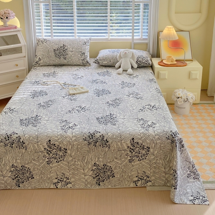 91家纺网 家纺一手货源 找家纺 慕尚家纺 2025新款全棉纯棉老粗布花卉床单款凉席席子 叶纷飞