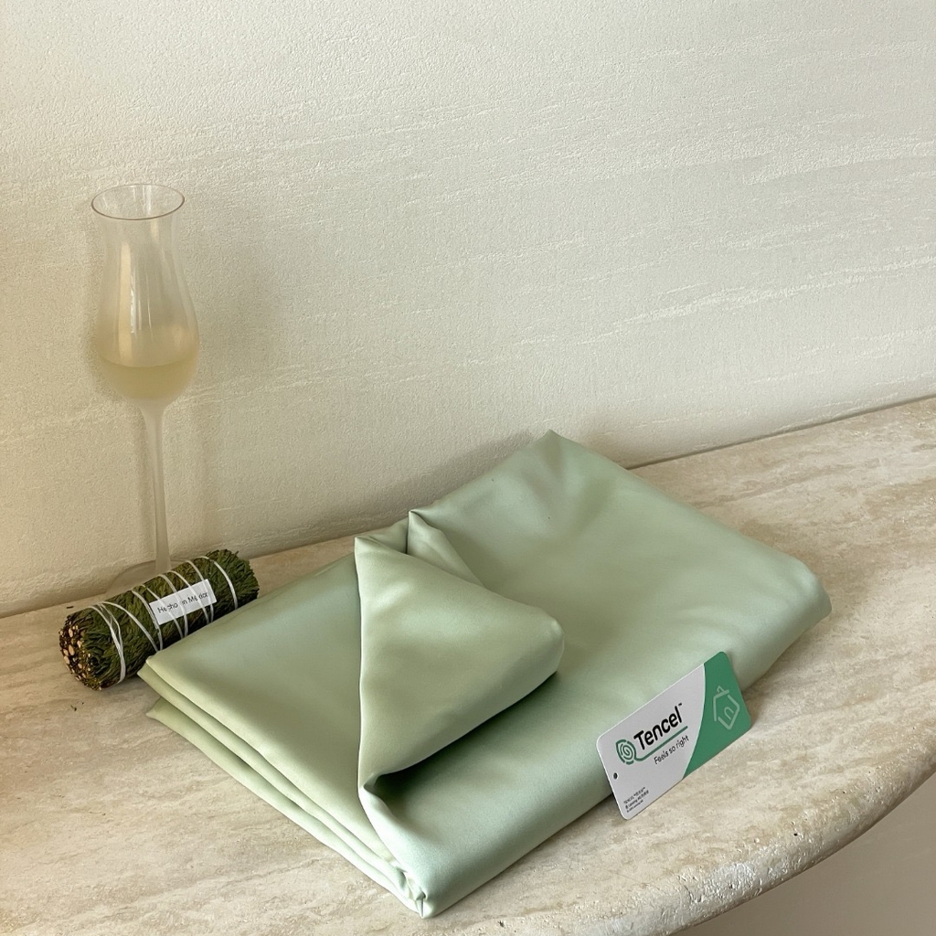 91家纺网 家纺一手货源 找家纺 禾时 2025新款纯色双拼兰精天丝单品系列-单床单 床单单件 嫩叶绿