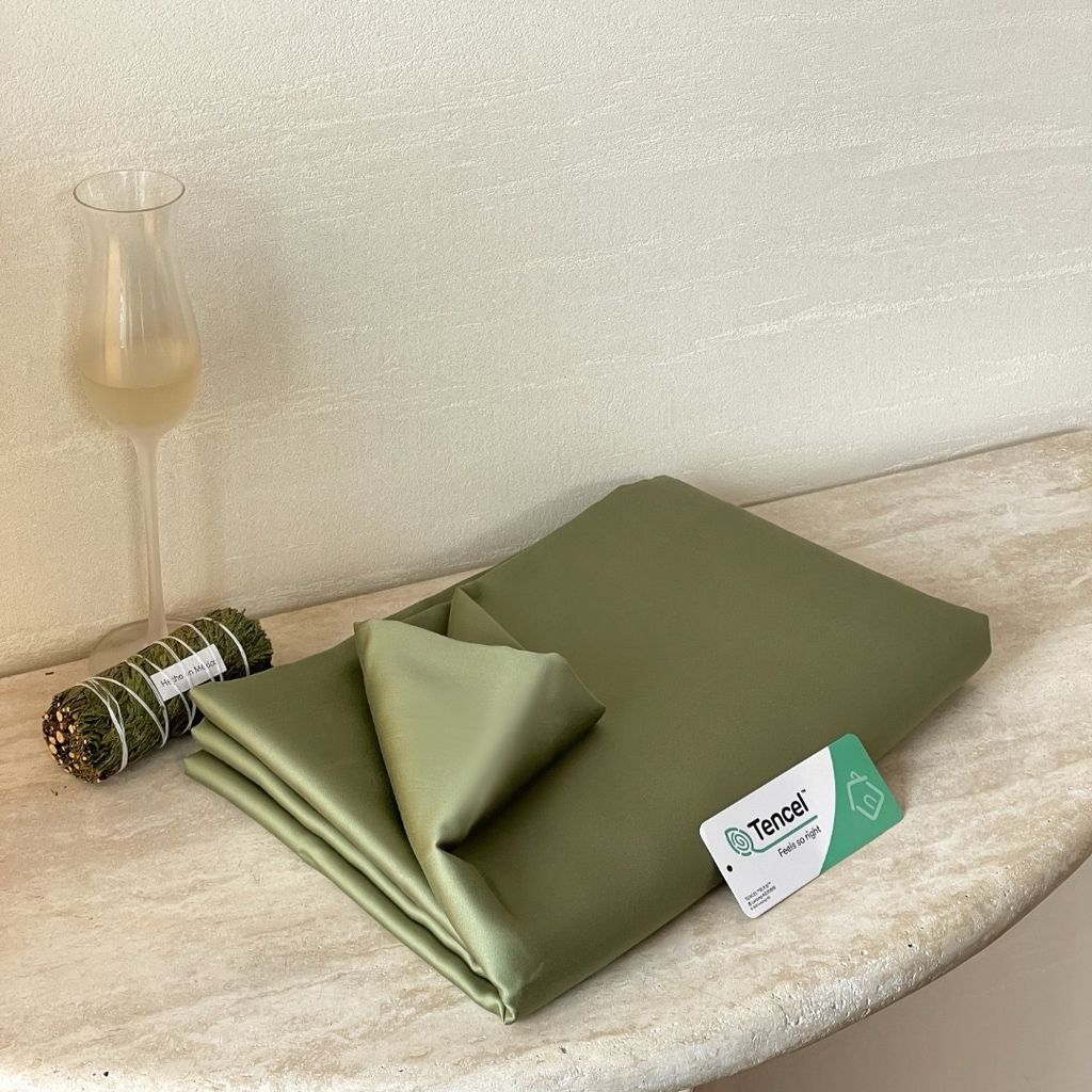 91家纺网 家纺一手货源 找家纺 禾时 2025新款纯色双拼兰精天丝单品系列-单床单 床单单件 欧芹绿