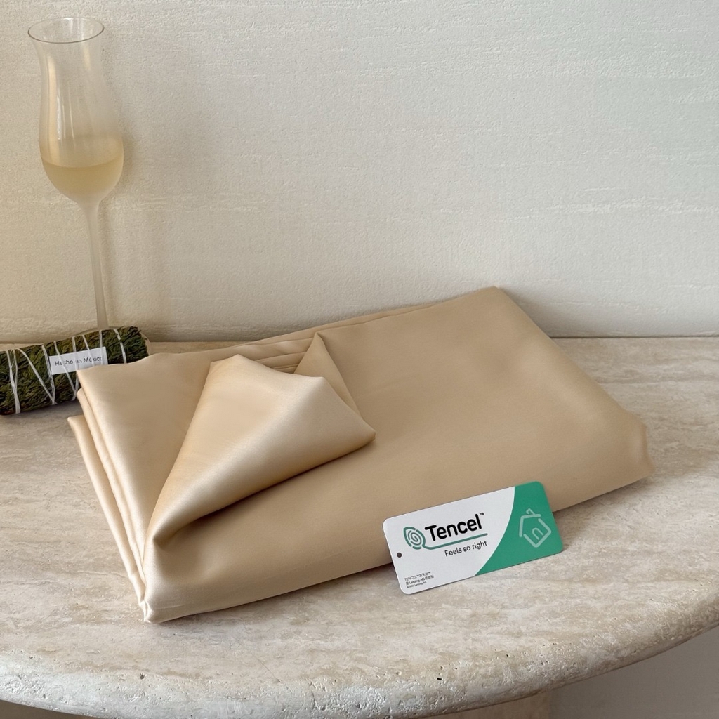 91家纺网 家纺一手货源 找家纺 禾时 2025新款纯色双拼兰精天丝单品系列-单床单 床单单件 沙茶色