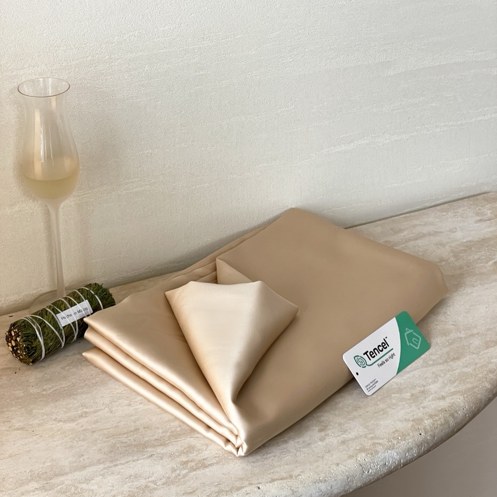 91家纺网 家纺一手货源 找家纺 禾时 2025新款纯色双拼兰精天丝单品系列-单床单 床单单件 沙茶色