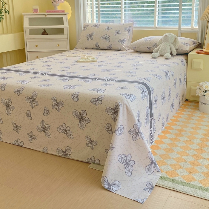 91家纺网 家纺一手货源 找家纺 慕尚家纺 2025新款全棉纯棉老粗布花卉床单款凉席席子 约定