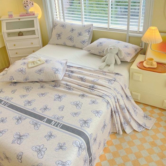 91家纺网 家纺一手货源 找家纺 慕尚家纺 2025新款全棉纯棉老粗布花卉床单款凉席席子 约定