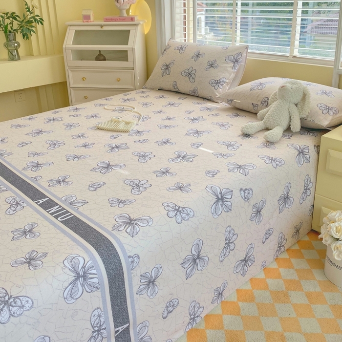 91家纺网 家纺一手货源 找家纺 慕尚家纺 2025新款全棉纯棉老粗布花卉床单款凉席席子 约定