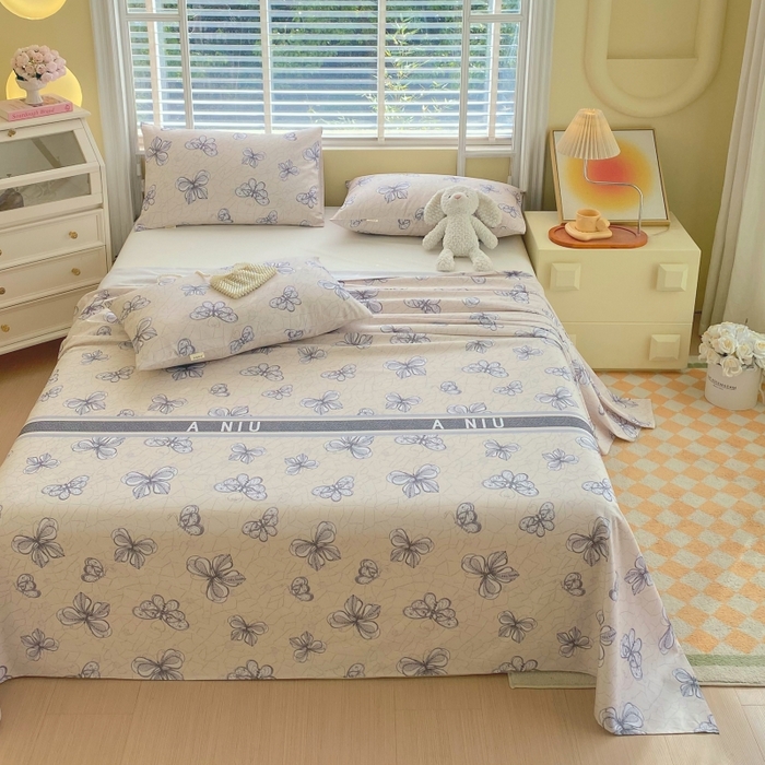 91家纺网 家纺一手货源 找家纺 慕尚家纺 2025新款全棉纯棉老粗布花卉床单款凉席席子 约定