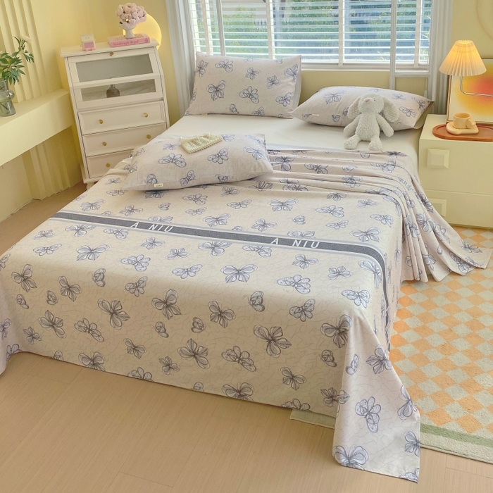 91家纺网 家纺一手货源 找家纺 慕尚家纺 2025新款全棉纯棉老粗布花卉床单款凉席席子 约定