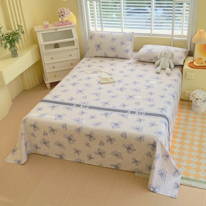 91家纺网 家纺一手货源 找家纺 慕尚家纺 2025新款全棉纯棉老粗布花卉床单款凉席席子 约定