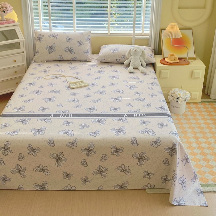 91家纺网 家纺一手货源 找家纺 慕尚家纺 2025新款全棉纯棉老粗布花卉床单款凉席席子 约定